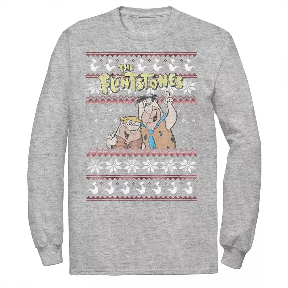 Men's The Flintstones Best Friends Holiday Party Tee, Size: Large, Athletic Grey Product Image