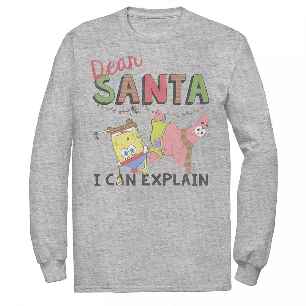 Men's Nickelodeon SpongeBob SquarePants Santa I Can Explain Long Sleeve Graphic Tee,  Product Image