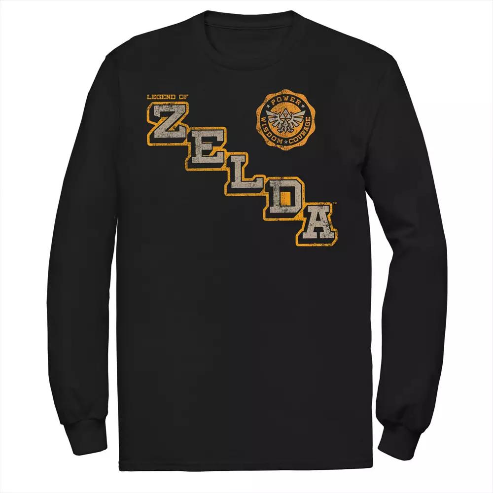 Men's The Legend Of Zelda Collegiate Style Logo Long Sleeve Tee,  Product Image