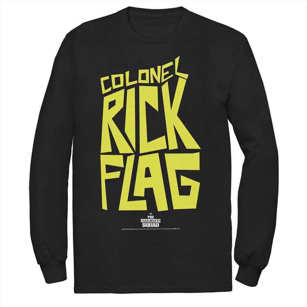 Men's The Suicide Sqaud Colonel Rick Flag Yellow Text Tee, Size: Small, Black Product Image