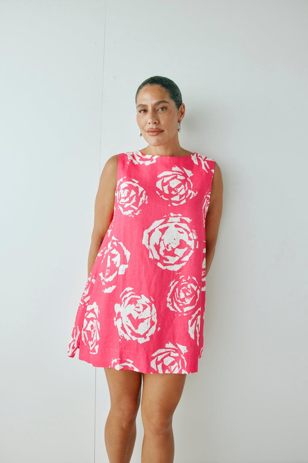 Aftersun Linen Mini Dress Rosa Product Image