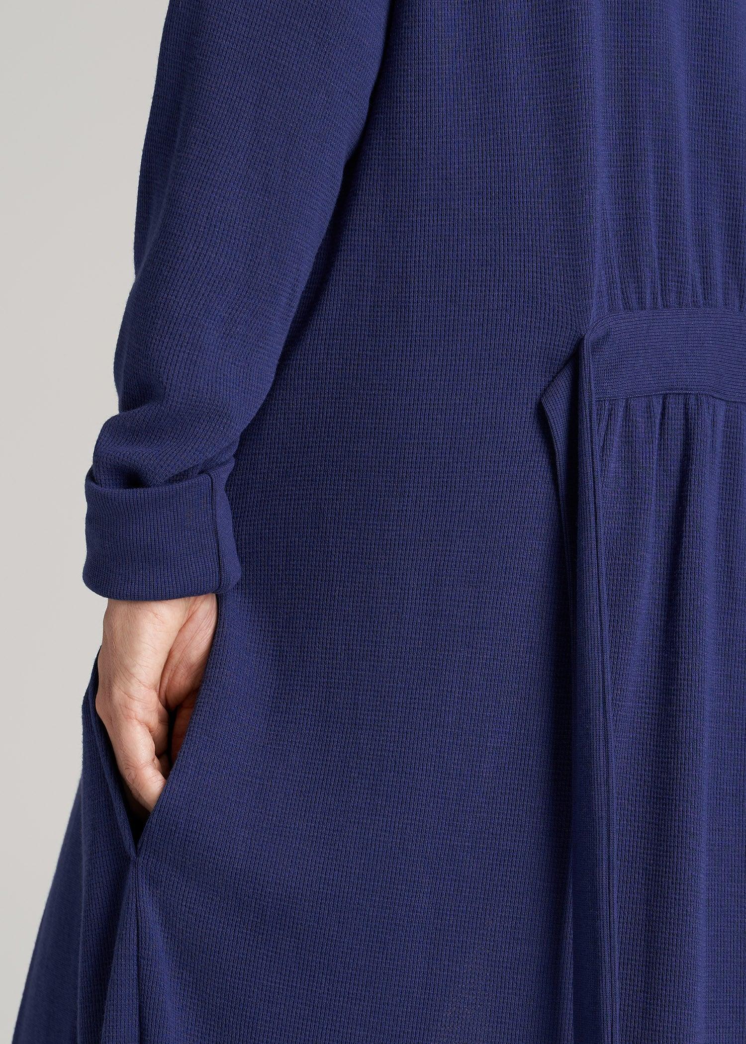 Waffle Lounge Robe for Tall Women in Midnight Blue Female Product Image