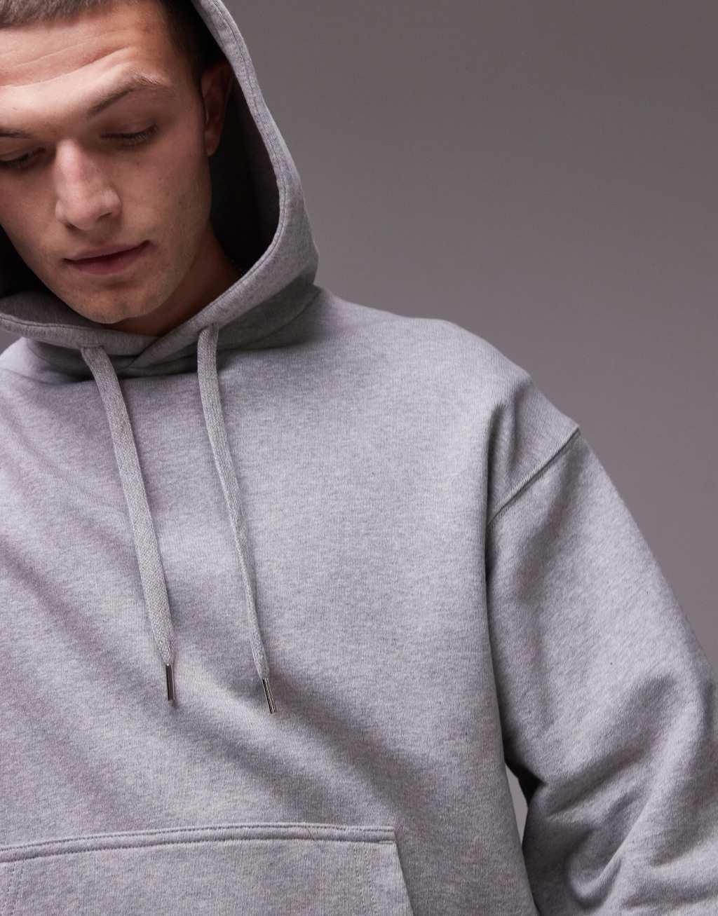 ARKET relaxed terry hoodie in gray melange Product Image