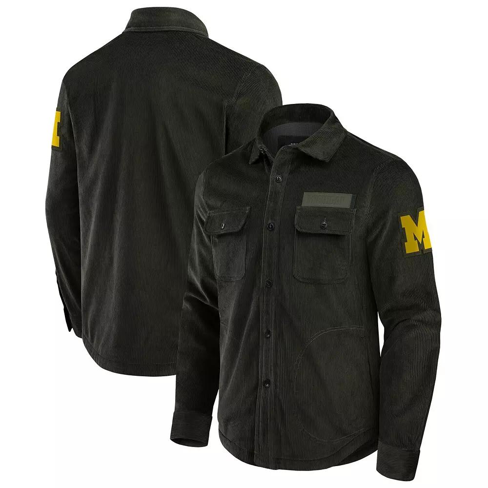 Men's Darius Rucker Collection by Fanatics Olive Michigan Wolverines Corduroy Full-Button Shacket,  Product Image