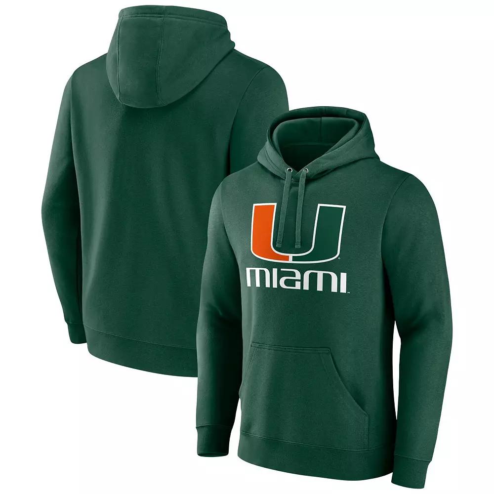Men's Fanatics Green Miami Hurricanes Team Lockup Pullover Hoodie,  Product Image