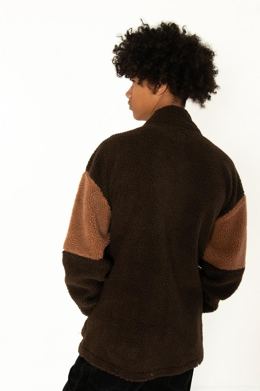 Zip Up Colorblock Sherpa Jacket Product Image