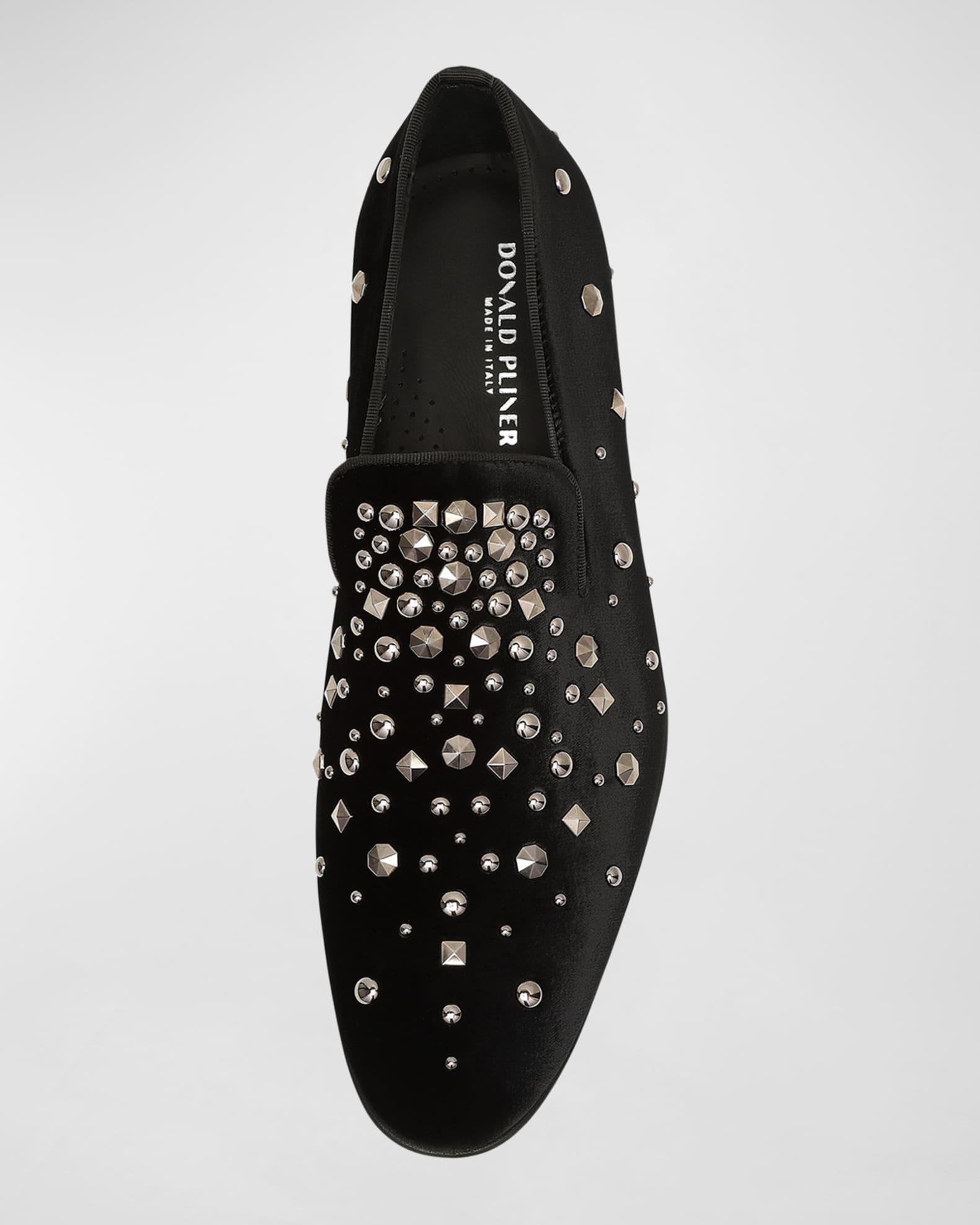 Men's Mixed Stud Velvet Smoking Slippers Product Image