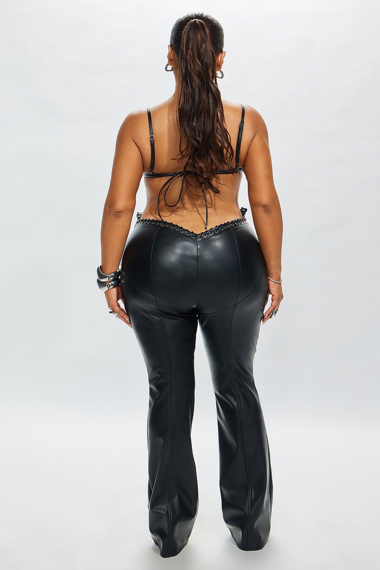 Vivienne Faux Leather Lace Up Pant - Black Product Image