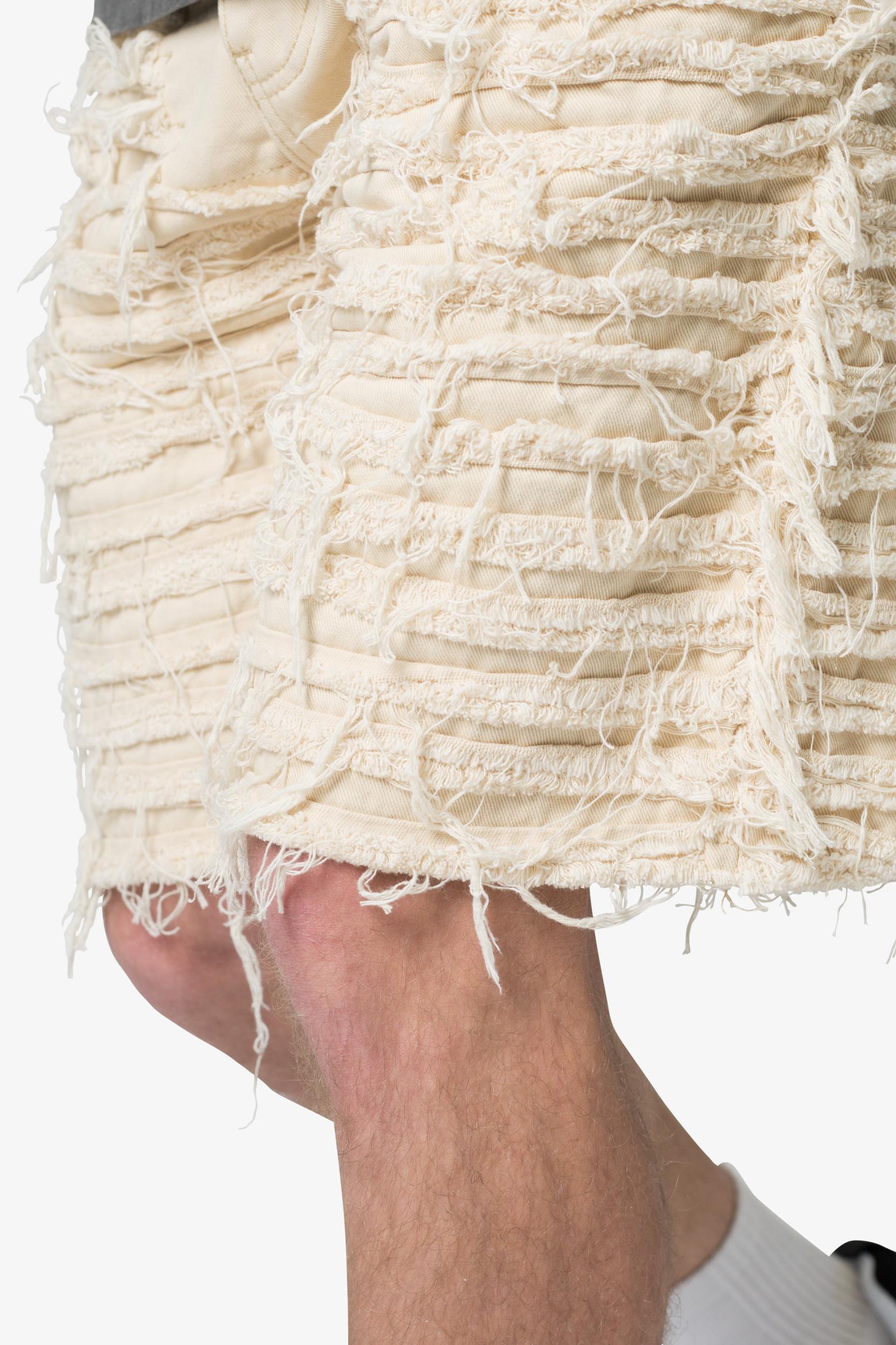 Allover Frayed Denim Shorts - Khaki Product Image