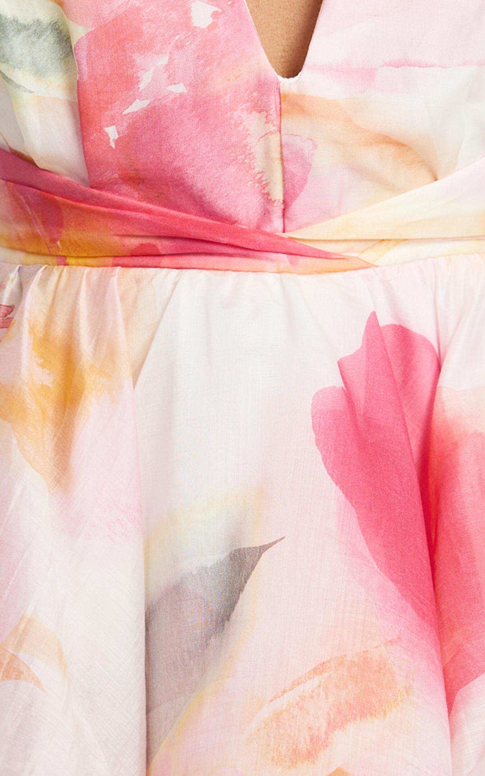 Amalie The Label - Felicity Plunge Tiered Mini Dress in Domeka Bloom Print Product Image