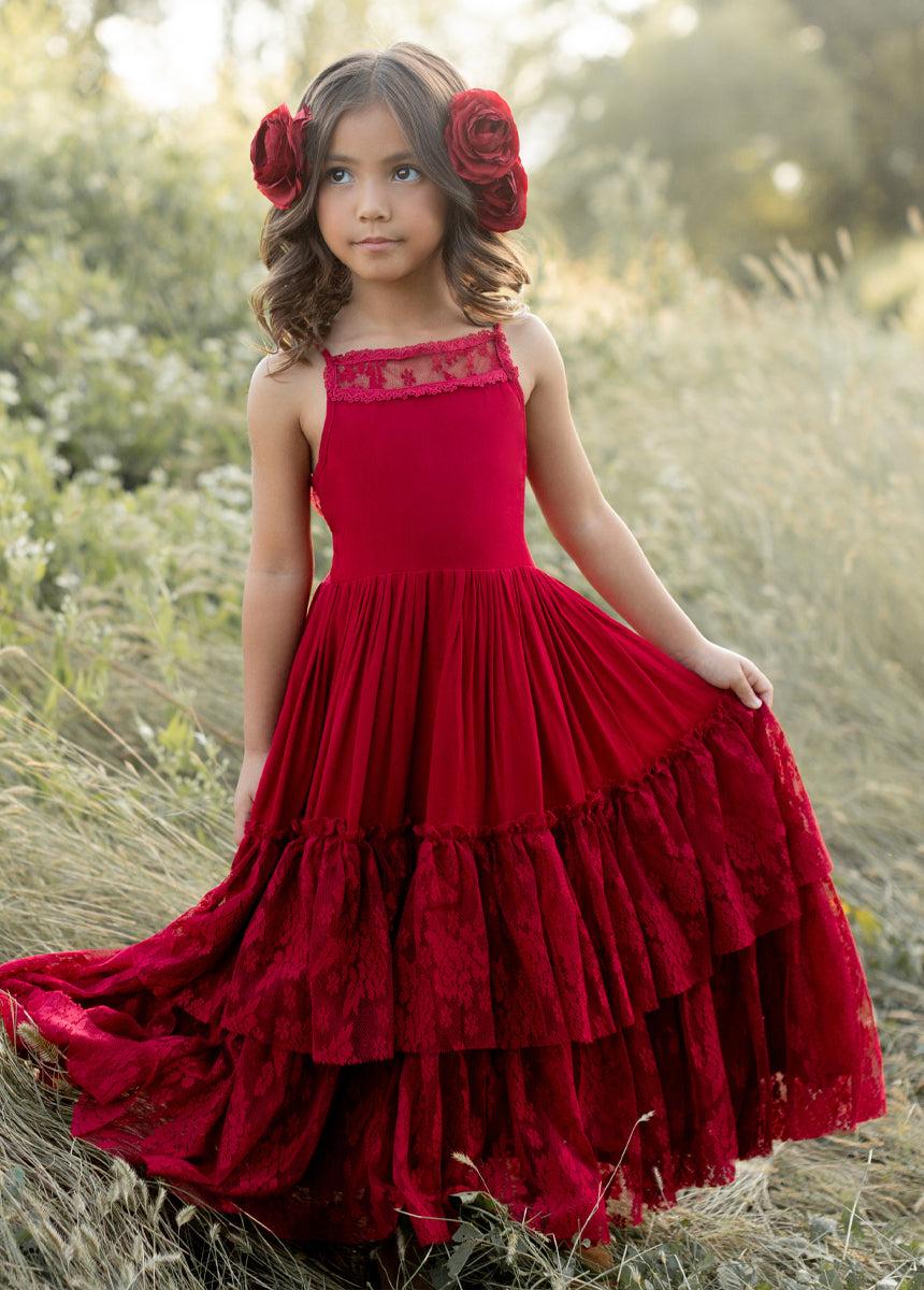 Catrin Dress in Crimson Girls Product Image