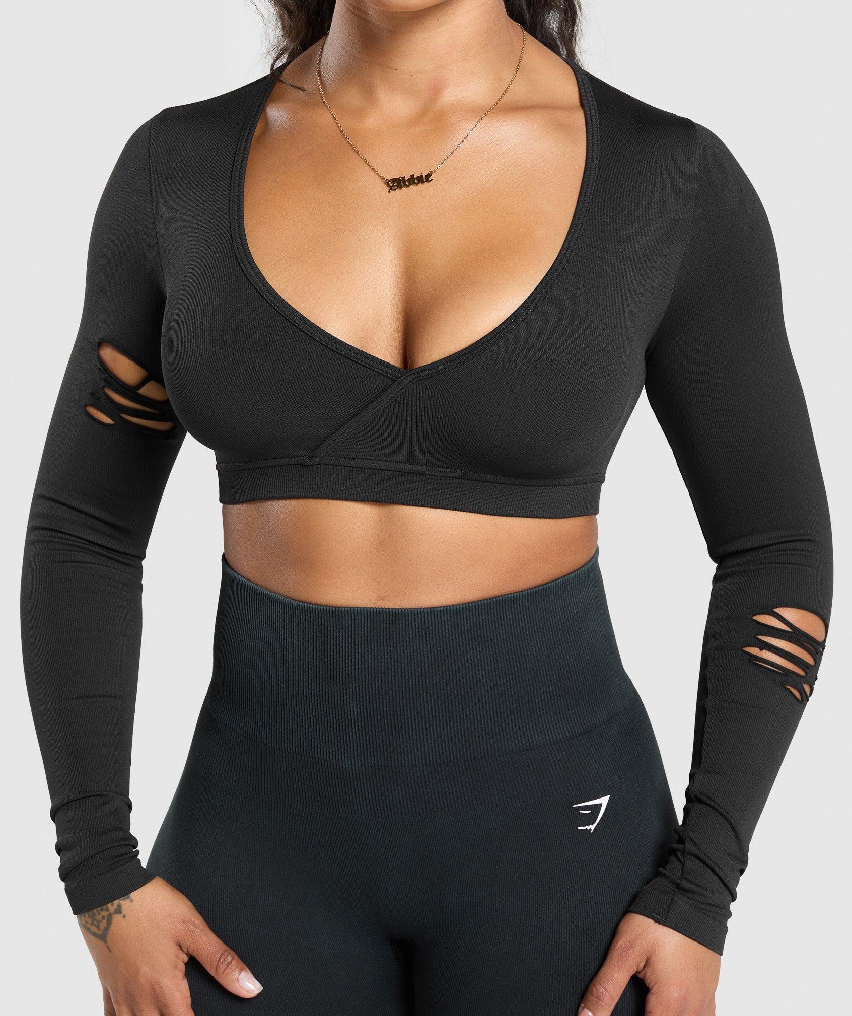 Gains Seamless Distressed Super Crop Top Product Image