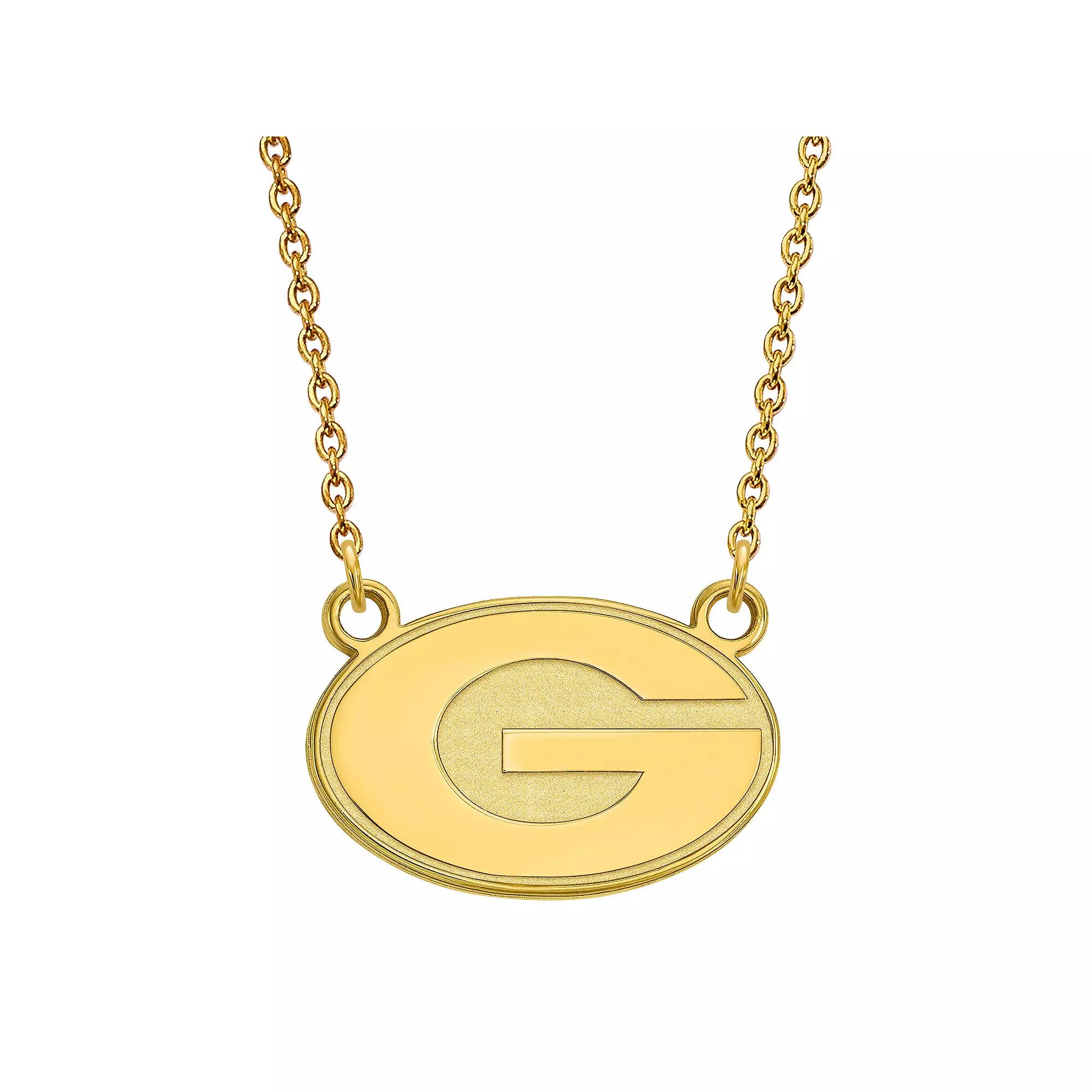 LogoArt Georgia Bulldogs Sterling Silver 14K Gold Plated Small Pendant With Necklace, Women's, Size: 18 mm Product Image