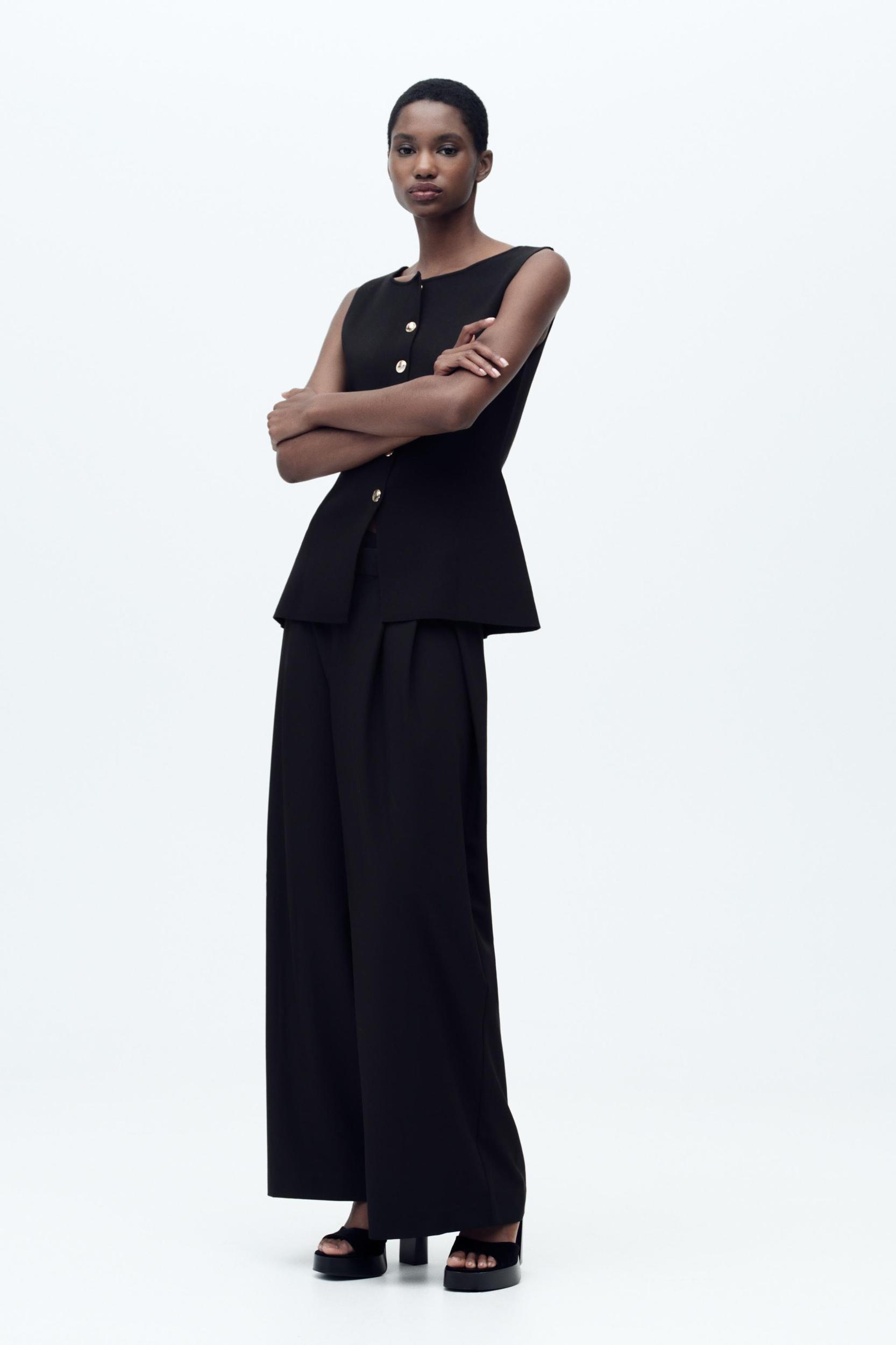 GOLD BUTTON KNITTED VEST TOP Product Image