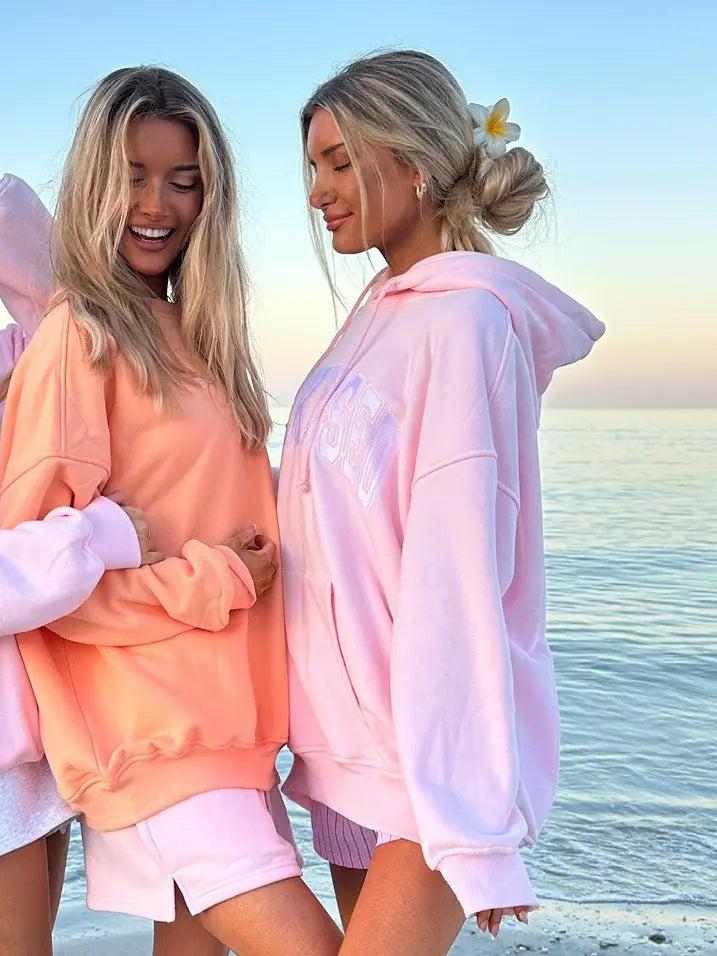 Sherbet Orange Sunkissedcoconut Embroider Sweatshirt Product Image