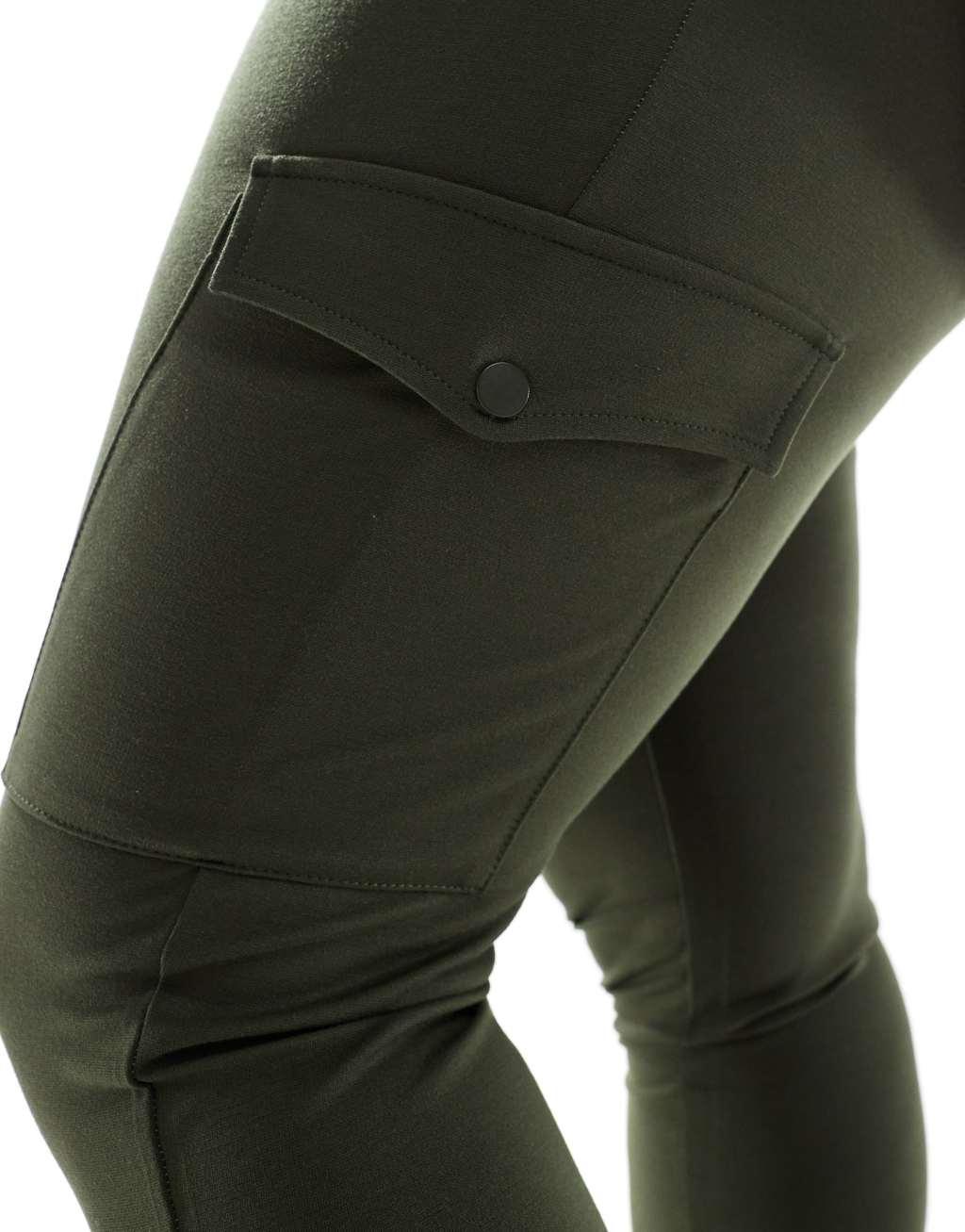 Yours cargo pocket ponte leggings in khaki Product Image