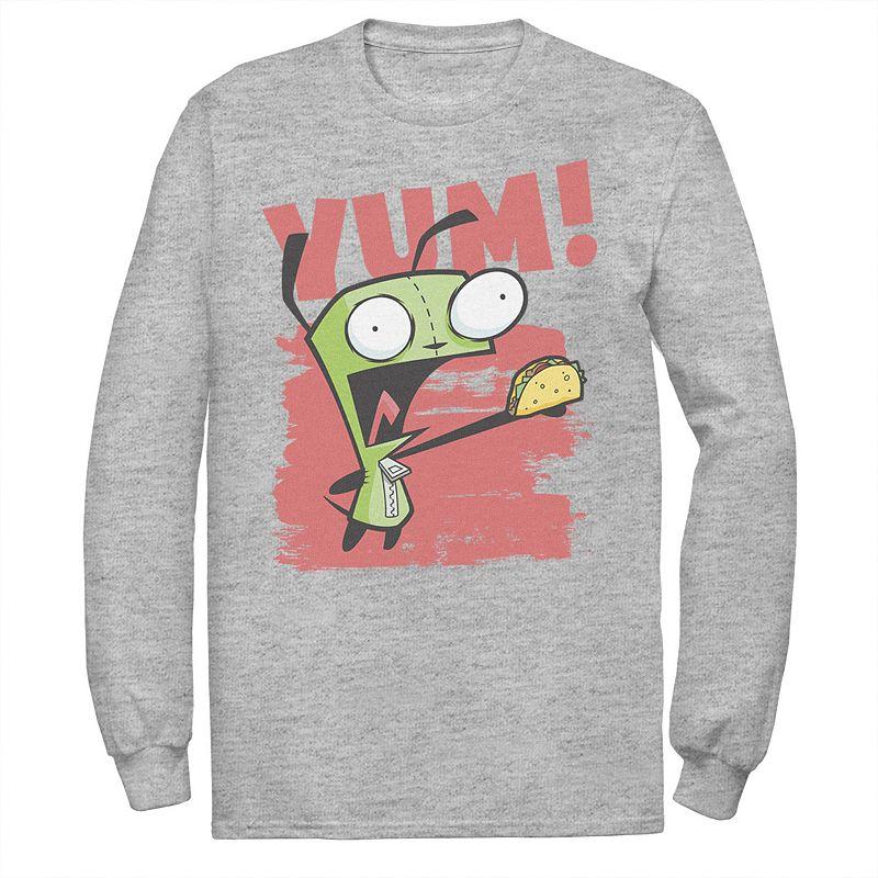 Men's Nickelodeon Invader Zim Gir Screaming Yum! Taco Portrait Long Sleeve Graphic Tee,  Product Image