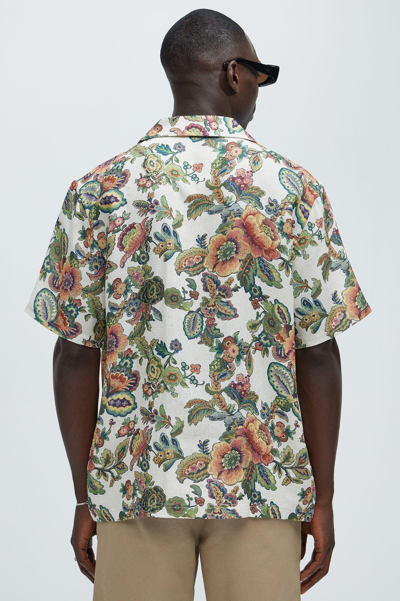 Floral Detail Shirt - Off  White/combo Product Image