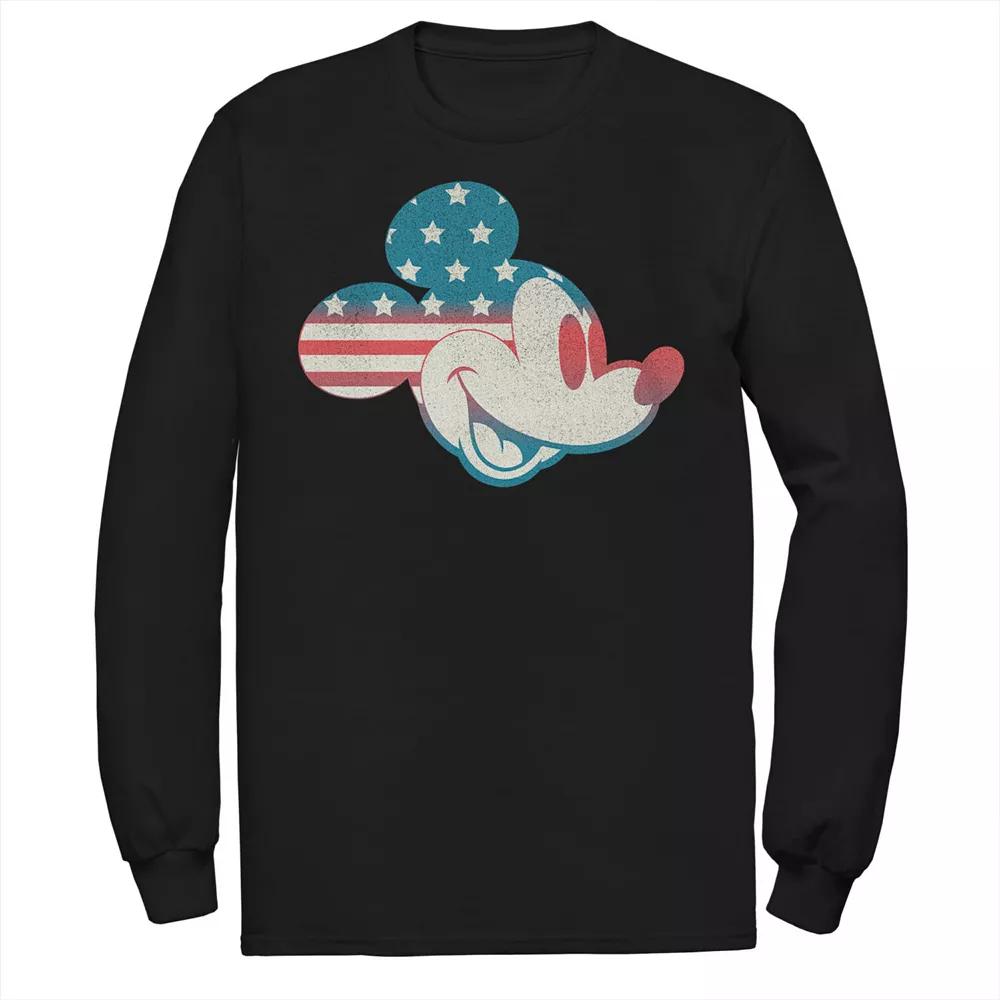 Disney's Mickey & Friends Big & Tall Mickey American Flag Fill Long Sleeve Tee, Men's,  Product Image