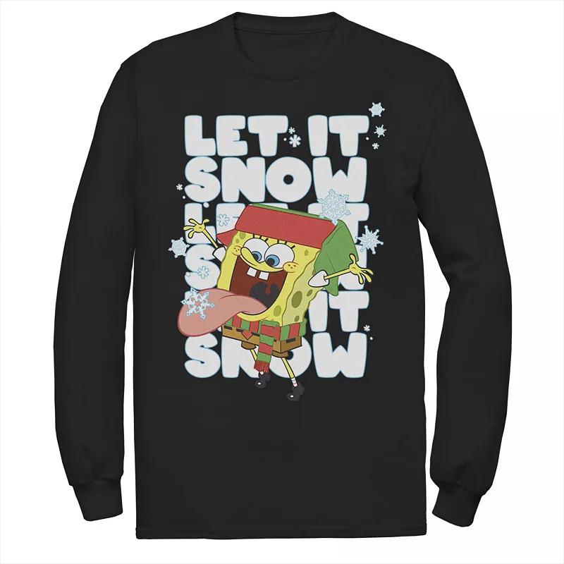 Men's Nickelodeon Spongebob Squarepants Let It Snow Let It Snow Let It Snow Long Sleeve Graphic Tee,  Product Image