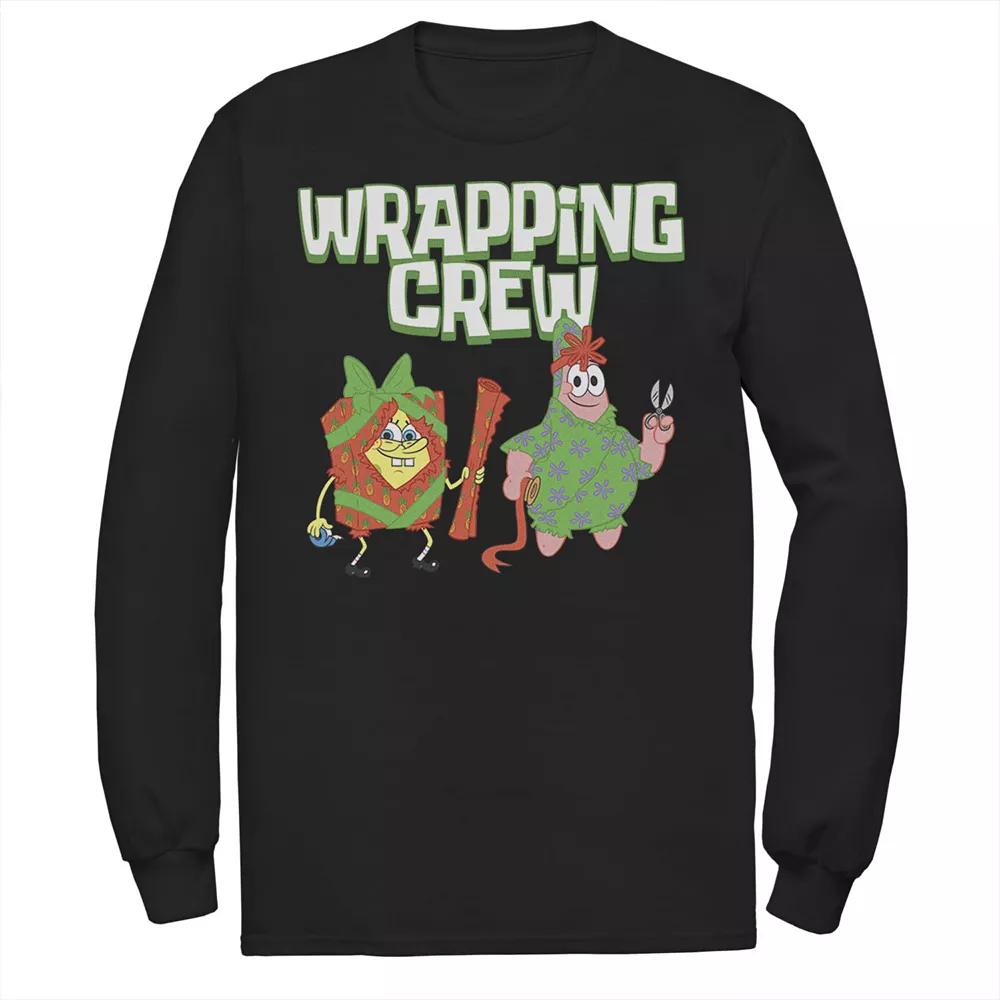 Men's Nickelodeon Spongebob Squarepants Patrick Wrapping Crew Christmas Long Sleeve Graphic Tee,  Product Image