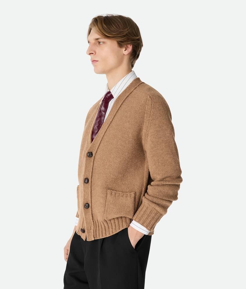 Men's Wool Cardigan in Caramel Product Image