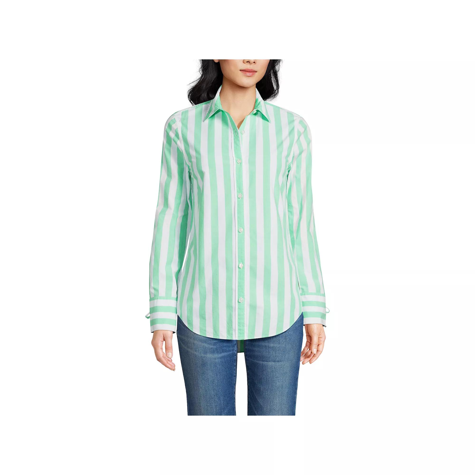 Women's Lands' End Poplin Tie Sleeve Shirt,  Product Image