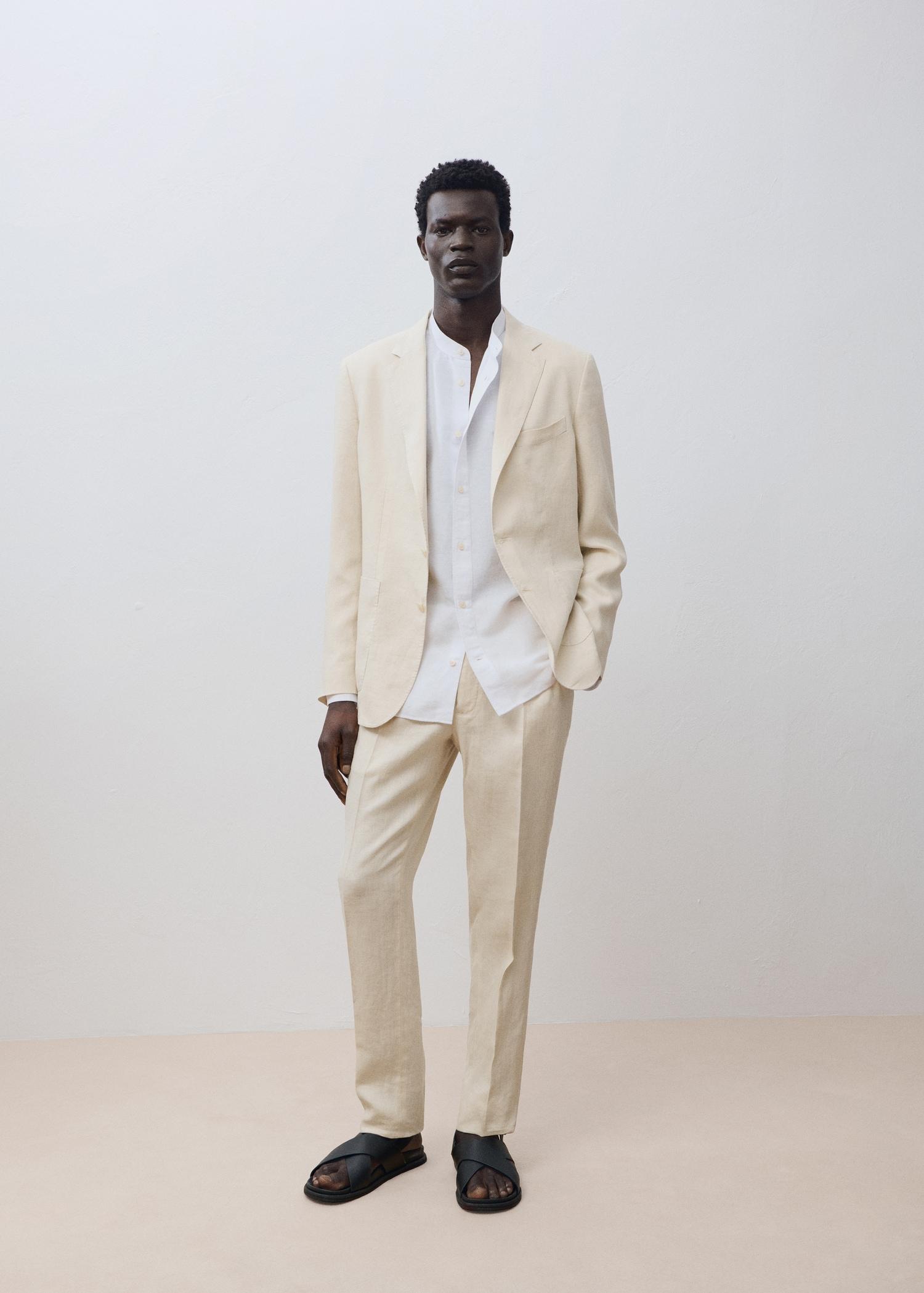 Salerno 100% Linen Slim Fit Suit Pants - Men | MANGO USA Product Image