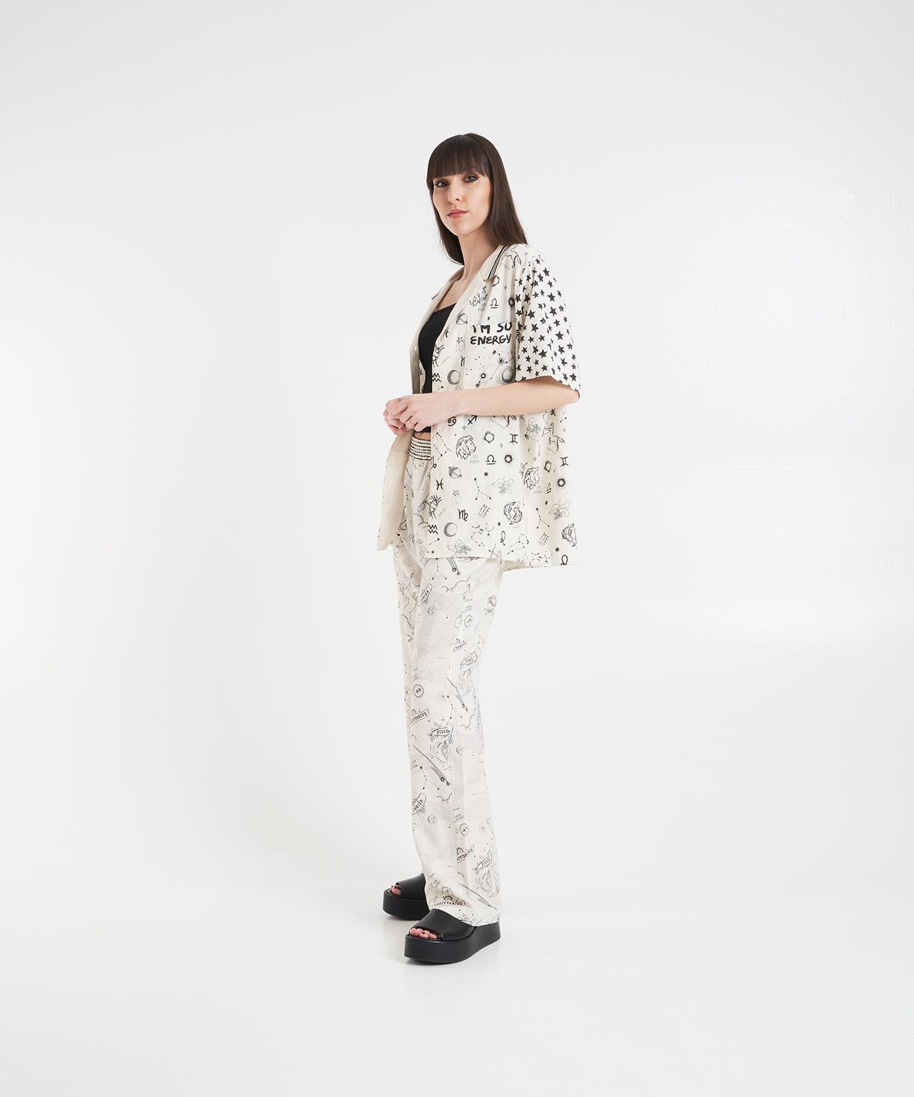 Linen blend blouse with print Product Image