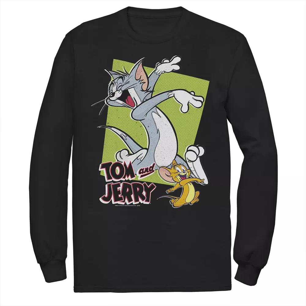 Mens Tom And Jerry Retro Style Green Box Portrait Tee, Men's,  Product Image
