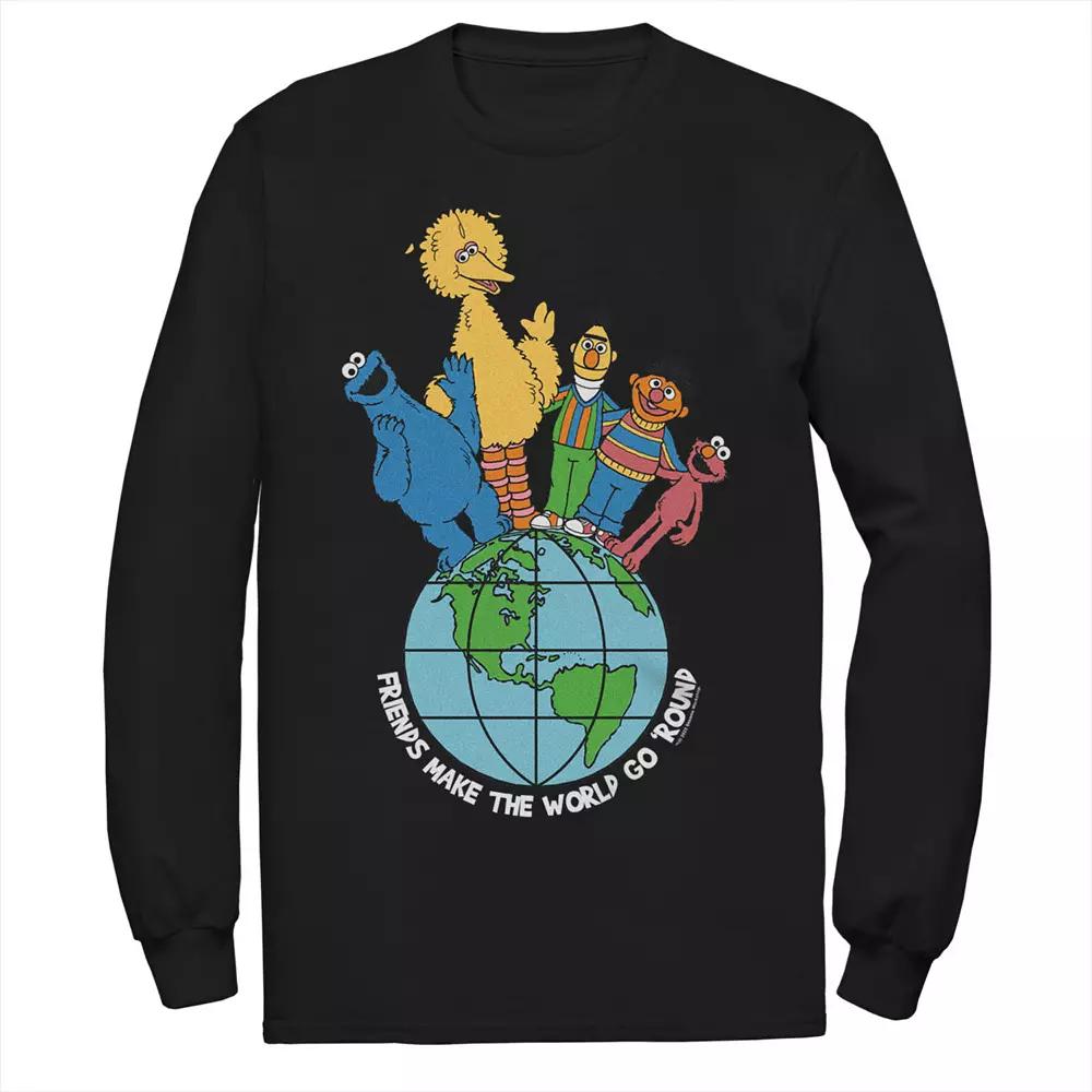 Men's Sesame Street Friends Make The World Go Round Long Sleeve Tee,  Product Image