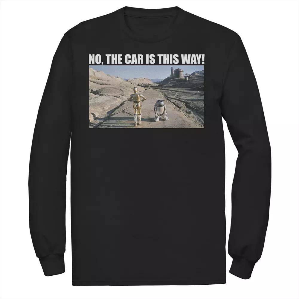 Men's Star Wars C-3PO & R2-D2 No The Car Is This Way Tee, Size: Large, Black Product Image