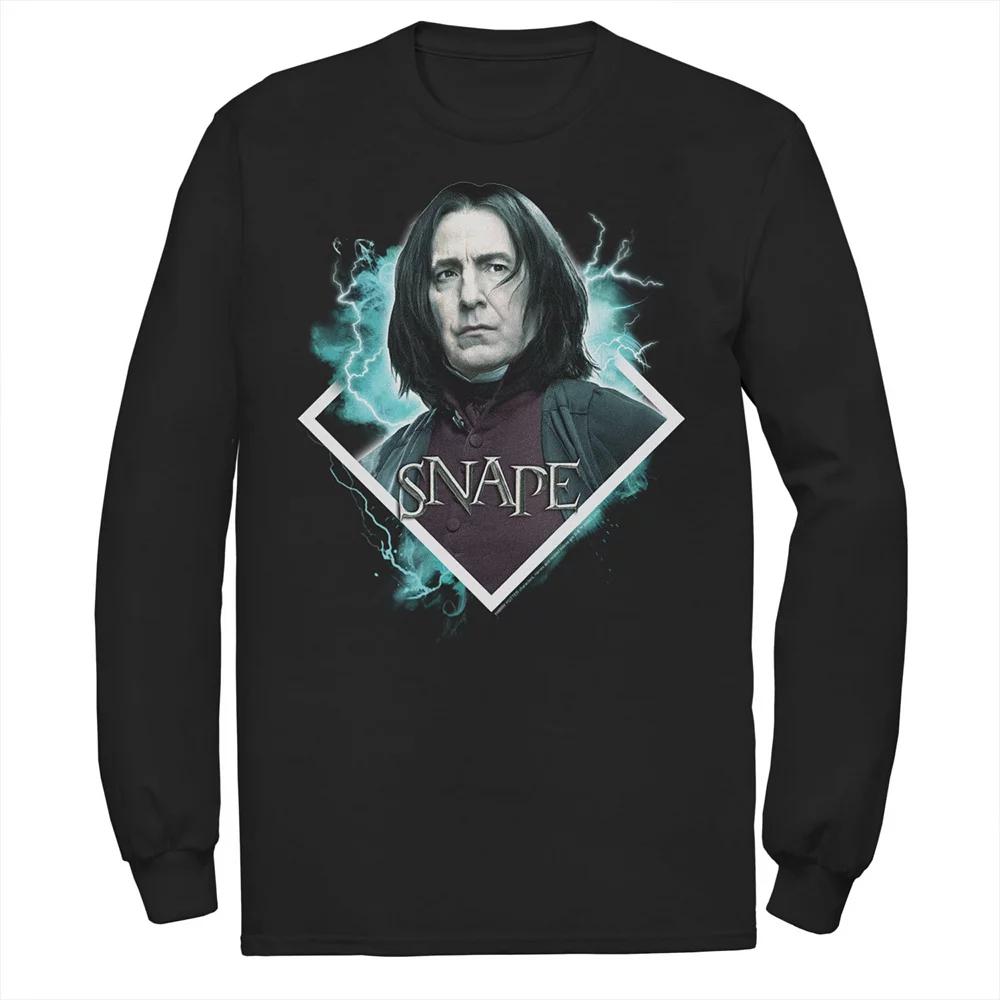 Men's Harry Potter Snape Blue Lightning Character Portrait Long Sleeve Graphic Tee,  Product Image
