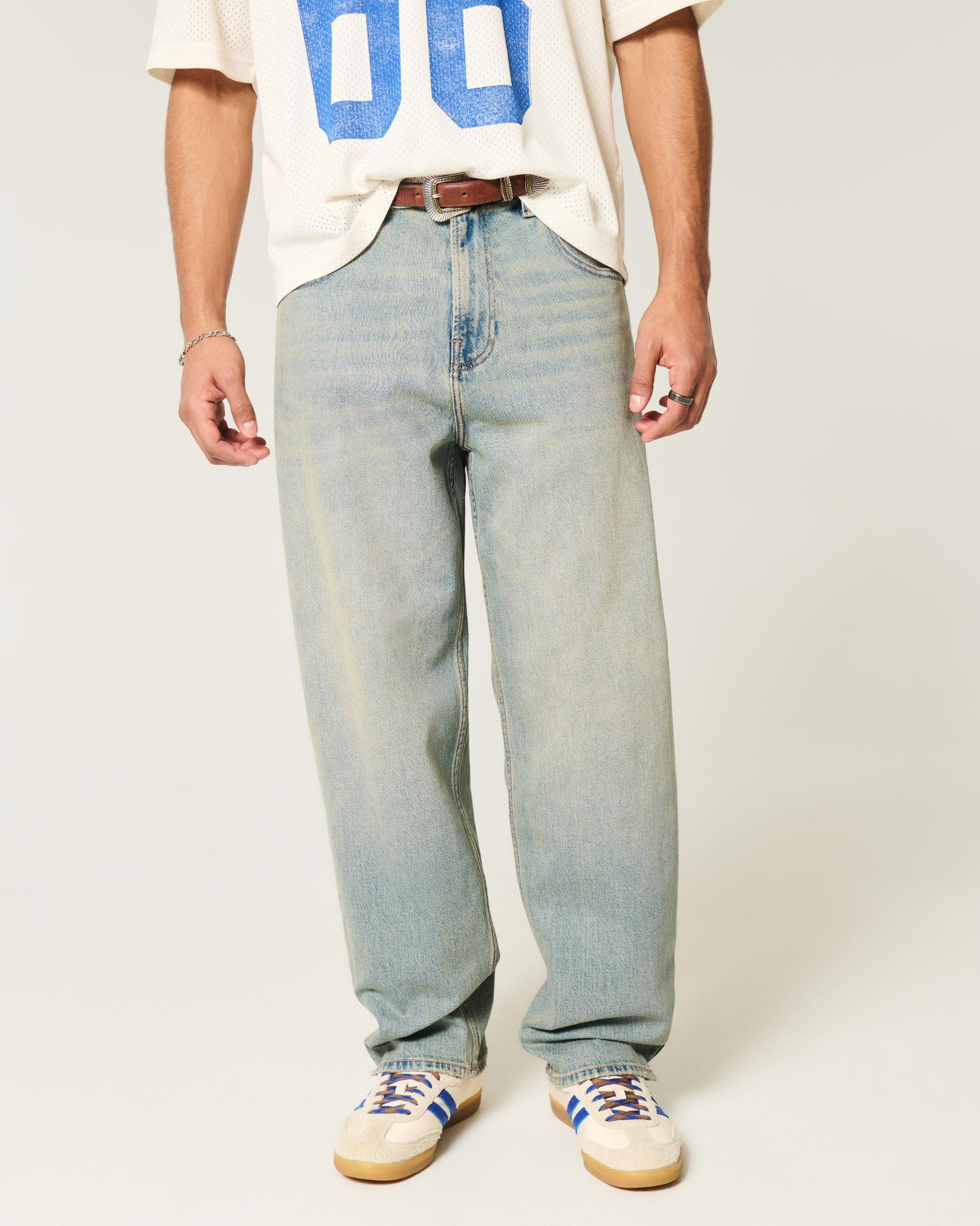 Light Wash Embroidered Dice Skater Baggy Jeans Product Image