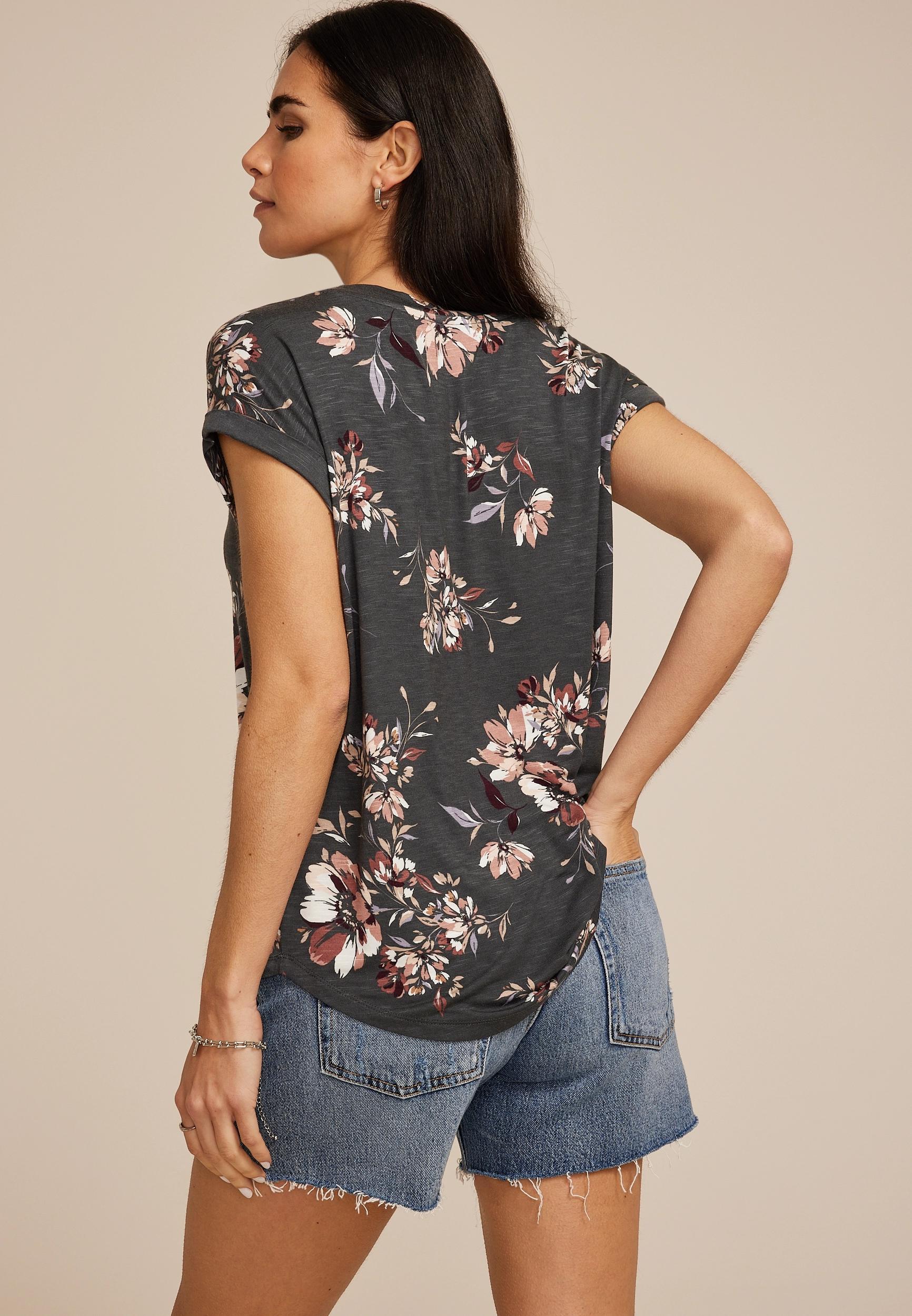24/7 Berkley Floral V Neck Tee Product Image