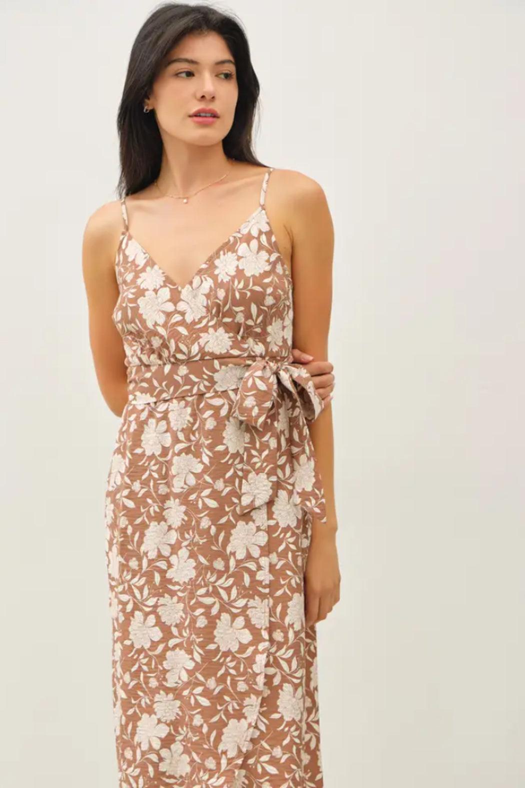 Floral Faux Wrap Midi Dress Product Image