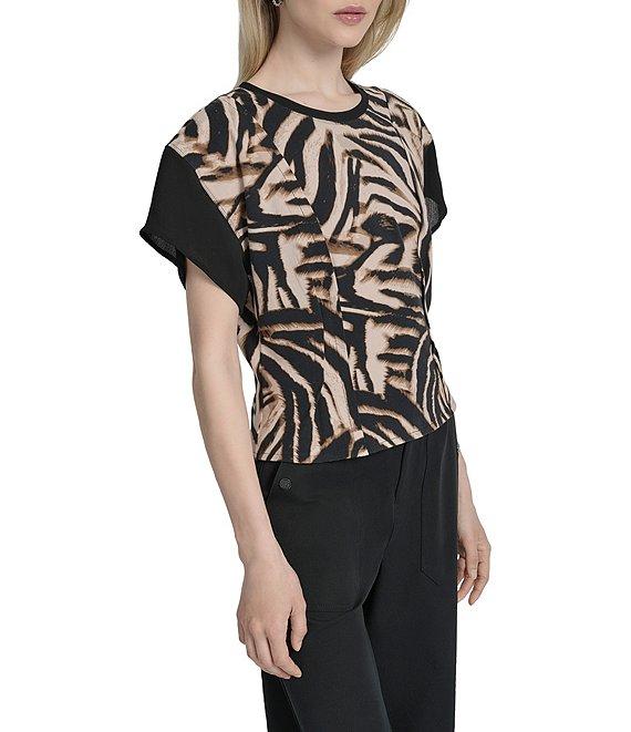 DKNY by Donna Karan Blurred Zebra Mix Media Dolman Sleeve Top Product Image