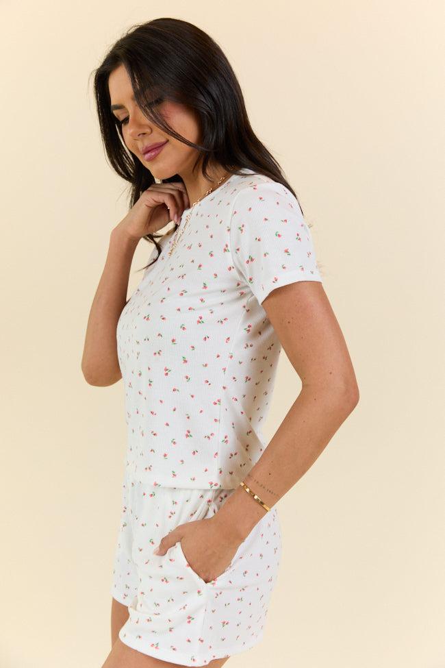 What A Dream Red Ditsy Floral Pajama Short Sleeve Top FINAL SALE Product Image