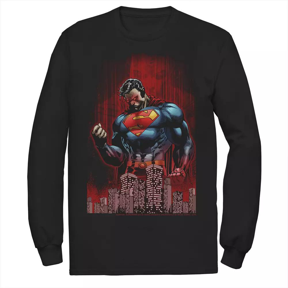 Men's DC Comics Superman Power Flex Skyline Comic Poster Tee, Size: Large, Black Product Image