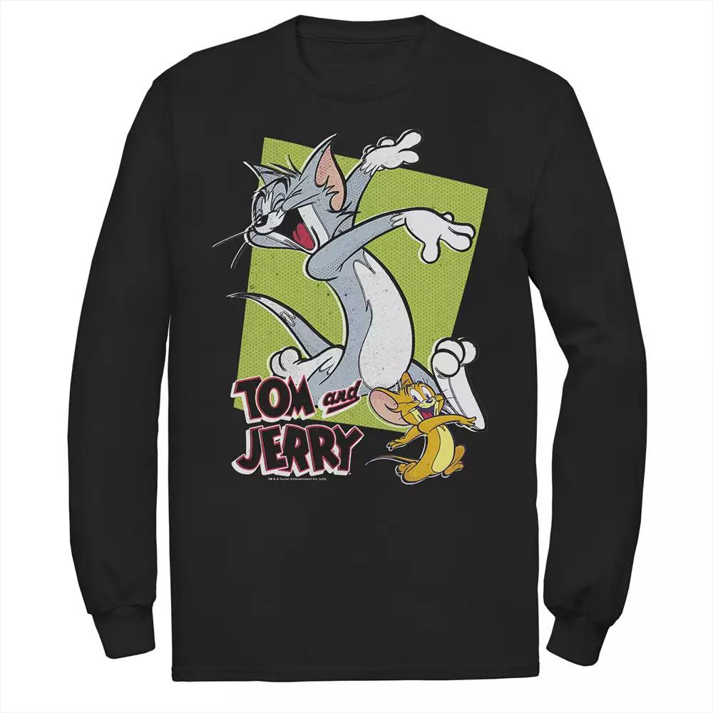 Mens Tom And Jerry Retro Style Green Box Portrait Tee, Men's,  Product Image