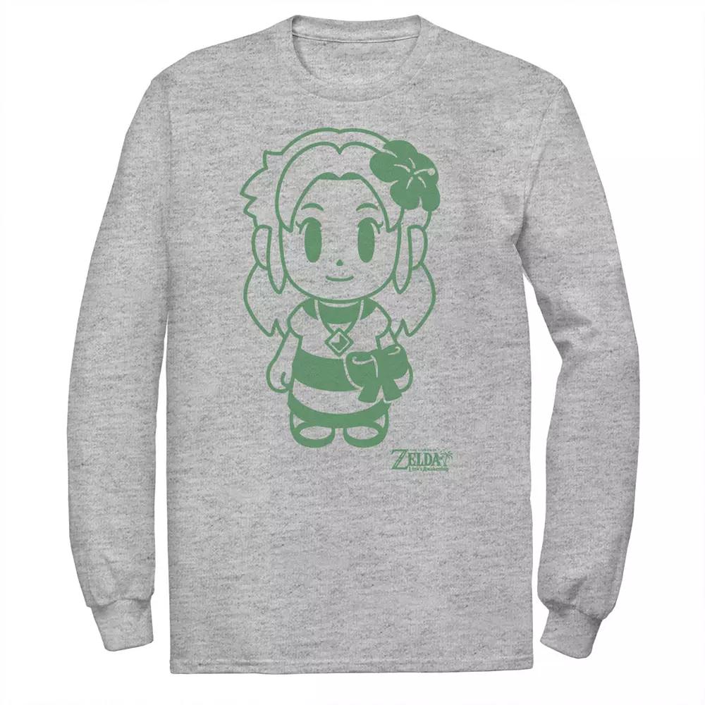 Men's Nintendo Legend Of Zelda Links Awakening Marin Green Outline Portrait Tee,  Product Image