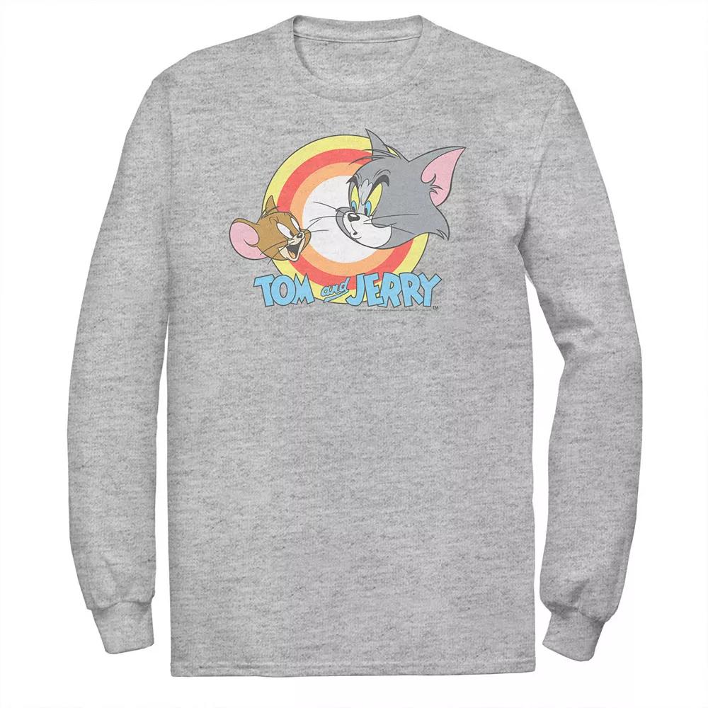 Big & Tall Tom and Jerry Faces And Logo Long Sleeve Graphic Tee, Men's,  Product Image