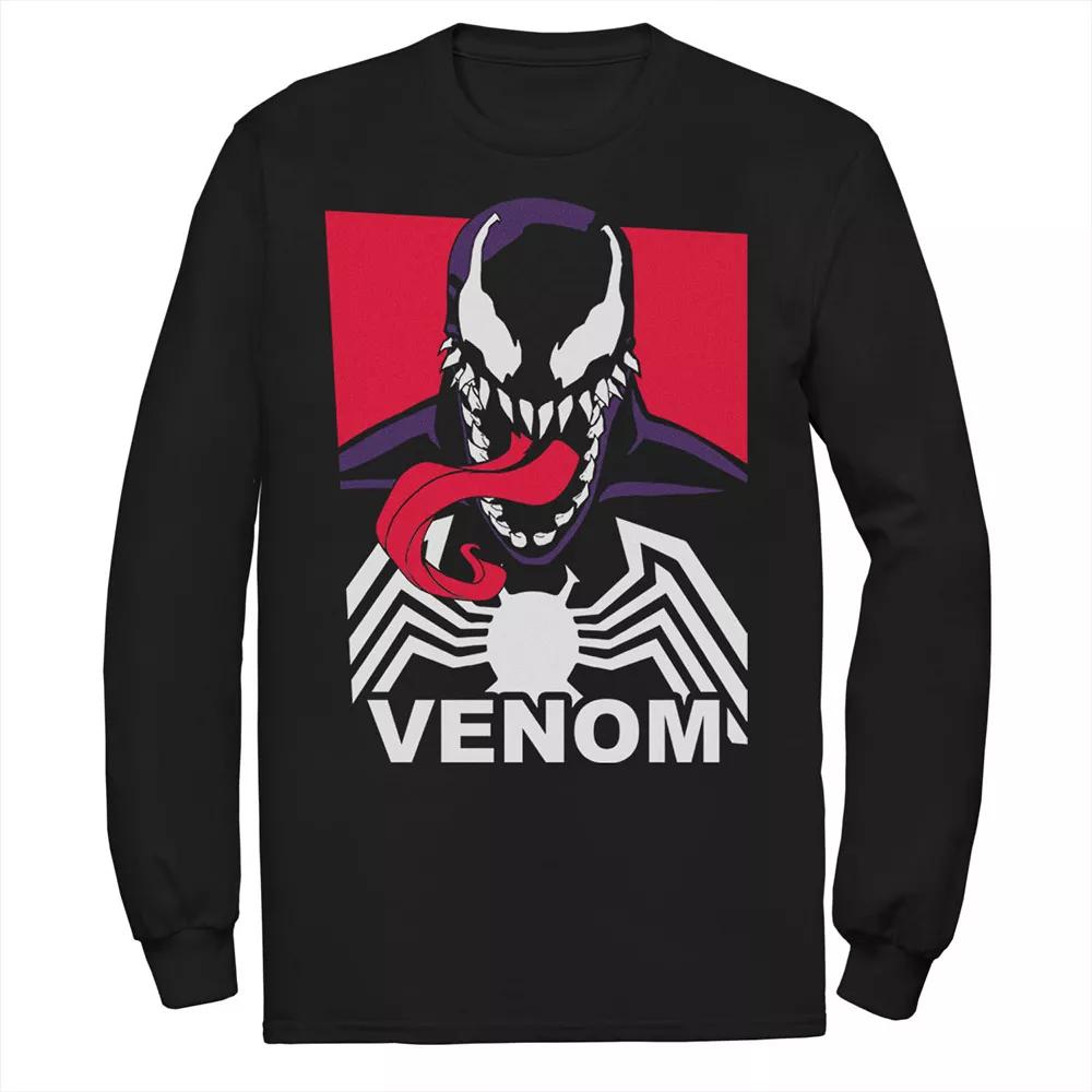 Men's Marvel Venom Tongue Out Comic Logo Tee, Size: Large, Black Product Image