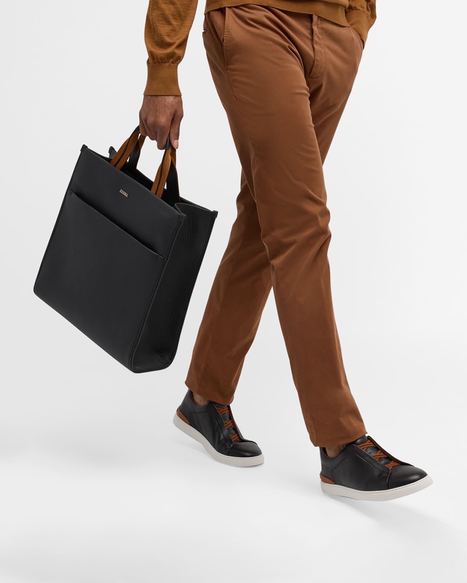 Zegna Mens Deerskin Triple Stitch Low Top Sneakers Product Image