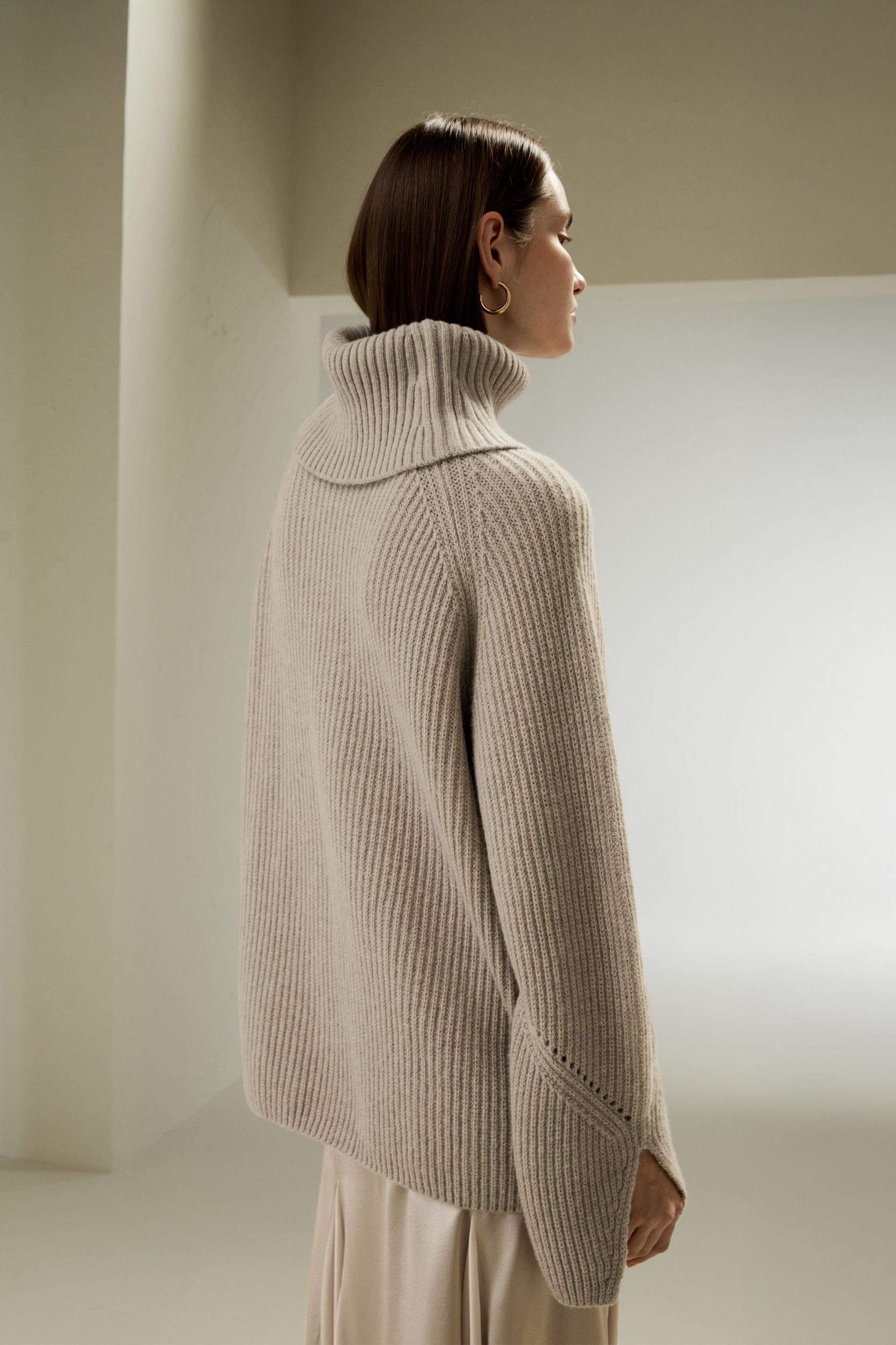 Oversized Merino Wool Sweater with Slit Sleeves Product Image