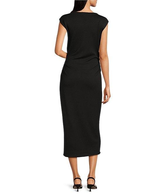 Donna Morgan Boat Neck Cap Sleeve Midi Sheath Dress Product Image
