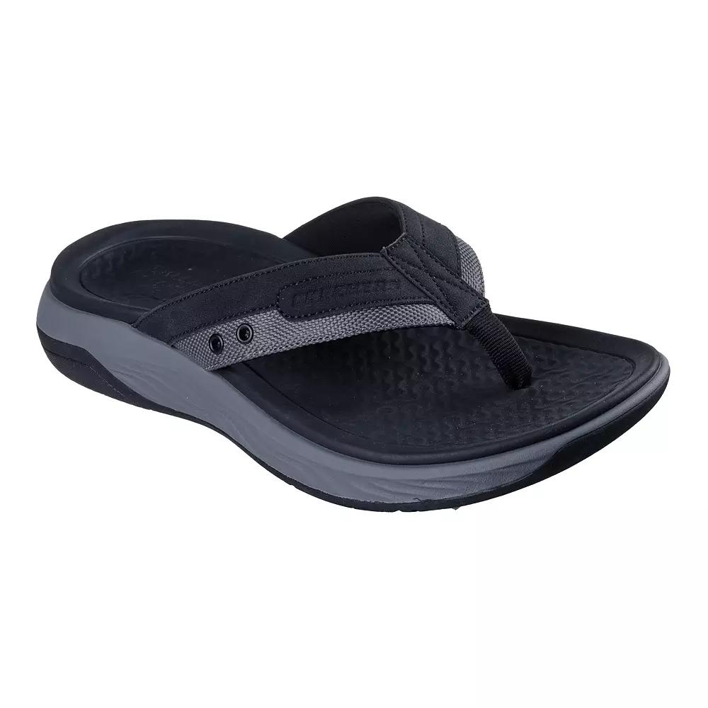 Skechers Relaxed Fit® Silva Falco Men's Thong Sandals, Size: 12, Black Product Image