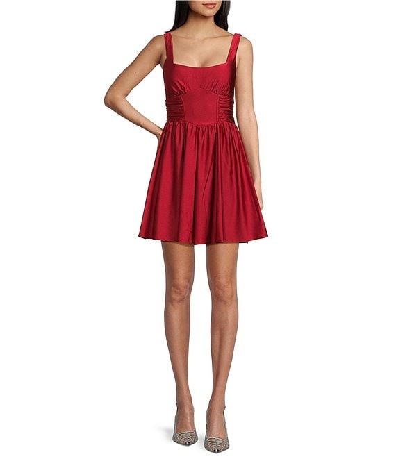 Honey and Rosie Sleeveless Shirred Mid-Riff A-Line Dress Product Image