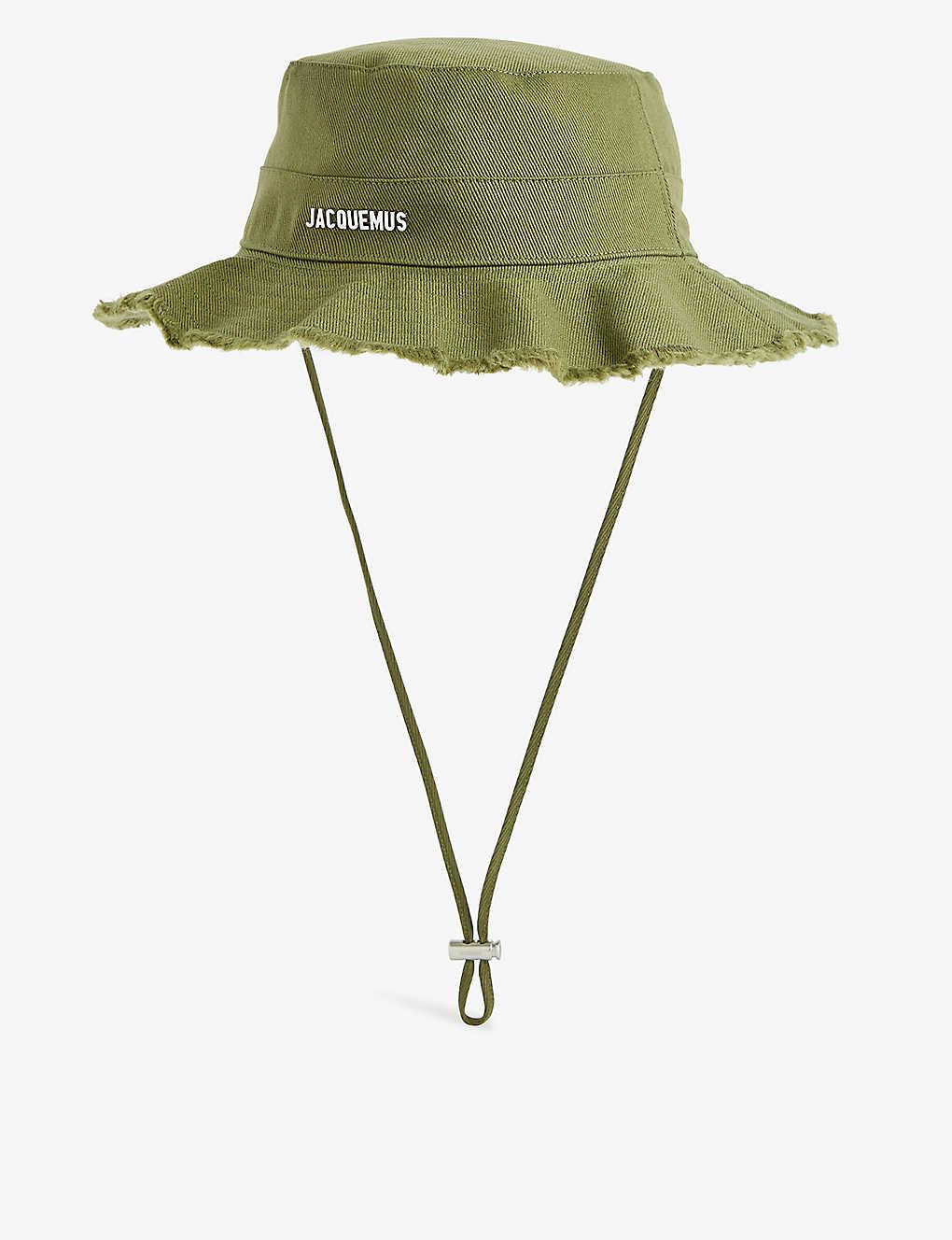 JACQUEMUS Mens Khaki Le Bob Artichaut Logo-plaque Cotton Bucket Hat Product Image