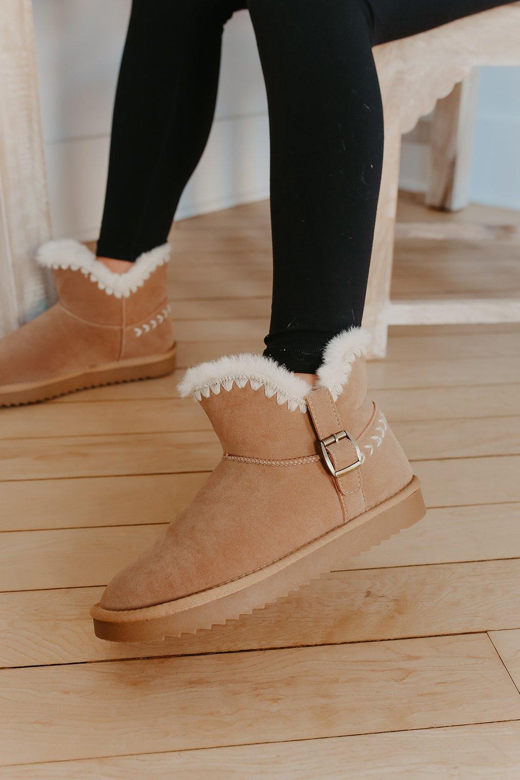 Lana Taupe Sherpa Lined Buckled Booties - FINAL SALE Female Product Image